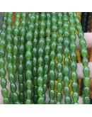 Calcedonia Teñida. Verde. Barril. 9x6 mm. 1 mm perforación. 40 uds hilo aprox. 1 hilo.