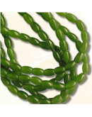 Calcedonia Teñida. Verde. Barril. 9x6 mm. 1 mm perforación. 40 uds hilo aprox. 1 hilo.