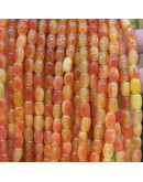 Calcedonia Teñida. Naranja Multicolor. Barril. 9x6 mm. 1 mm perforación. 40 uds hilo aprox. 1 hilo.