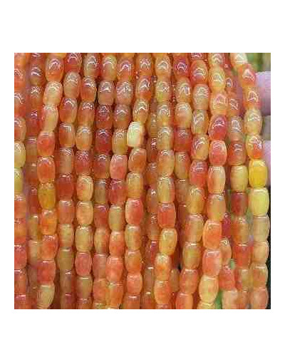 Calcedonia Teñida. Naranja Multicolor. Barril. 9x6 mm. 1 mm perforación. 40 uds hilo aprox. 1 hilo.