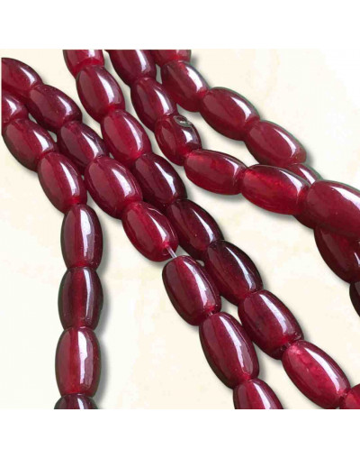 Calcedonia Teñida. Rojo Carnelian. Barril. 9x6 mm. 1 mm perforación. 40 uds hilo aprox. 1 hilo.