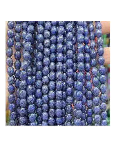 Calcedonia Teñida. Azul Lapislazuli. Barril. 9x6 mm. 1 mm perforación. 40 uds hilo aprox. 1 hilo.