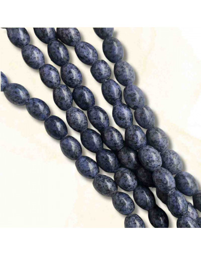 Calcedonia Teñida. Azul Lapislazuli. Barril. 9x6 mm. 1 mm perforación. 40 uds hilo aprox. 1 hilo.