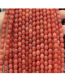 Calcedonia Teñida. Naraja Fuerte. Barril. 7x6 mm. 1 mm perforación. 45 uds hilo aprox. 1 hilo.