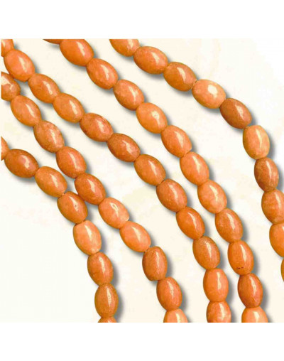 Calcedonia Teñida. Naraja Fuerte. Barril. 7x6 mm. 1 mm perforación. 45 uds hilo aprox. 1 hilo.
