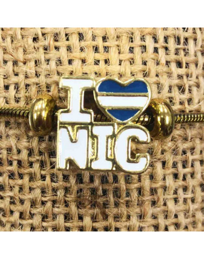 Nicaragua+Corazón. Pandora Charm. Aleación Cobre. Baño 18KGold. 15x14x8 mm.5 mm perforacion. 1 ud.