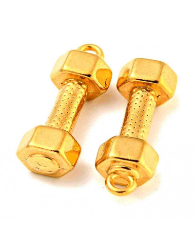 Mancuerna. Acero inoxidable. Color dorado. 21x7x5 mm. 1,6 mm perforación. 1 unidad.