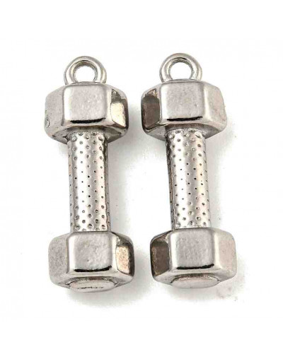 Mancuerna. Acero inoxidable. Color plateado. 21x7x5 mm. 1,6 mm perforación. 1 unidad.