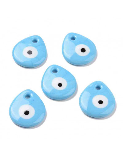 Ojo Turco. Color celeste. Glass Lampwork. 34x30x5 mm. 4 mm perforación. 1 unidad.