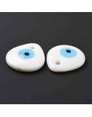 Ojo Turco. Color blanco. Glass Lampwork. 34x30x5 mm. 4 mm perforación. 1 unidad. Ojo Turco. Color blanco. Glass Lampwork. 34x30x5 mm. 4 mm perforación. 1 unidad.