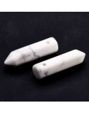 Howlite. Hexágono una punta. Faceteado. 30~33x8~9 milímetros. 1,5 mm perforación. 1 unidad. Howlite. Hexágono una punta. Faceteado. 30~33x8~9 milímetros. 1,5 mm perforación. 1 unidad.