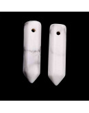 Howlite. Hexágono una punta. Faceteado. 30~33x8~9 milímetros. 1,5 mm perforación. 1 unidad. Howlite. Hexágono una punta. Faceteado. 30~33x8~9 milímetros. 1,5 mm perforación. 1 unidad.