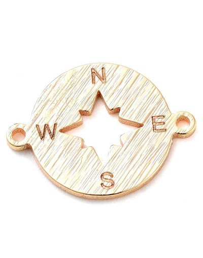 Rosa de los Vientos. Aleación de cobre. Baño 18K Gold. 11x14,5x1 mm. 0,8 mm perforación. 1 ud.