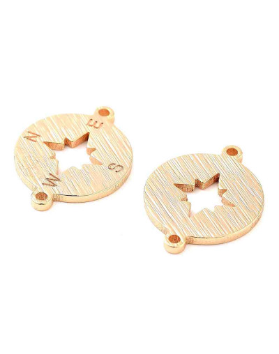 Rosa de los Vientos. Aleación de cobre. Baño 18K Gold. 11x14,5x1 mm. 0,8 mm perforación. 1 ud.