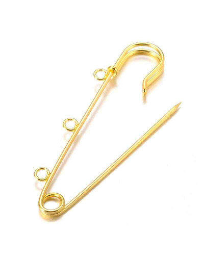 Broche para tela. Aleación de cobre. Color dorado. 75 milímetros. 3 agujeros. 3 mm agujero. 2 uds.