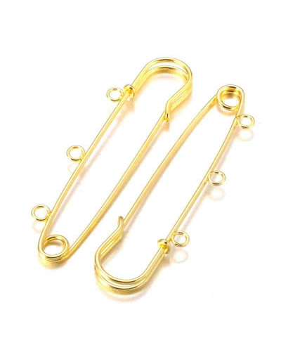 Broche para tela. Aleación de cobre. Color dorado. 75 milímetros. 3 agujeros. 3 mm agujero. 2 uds.