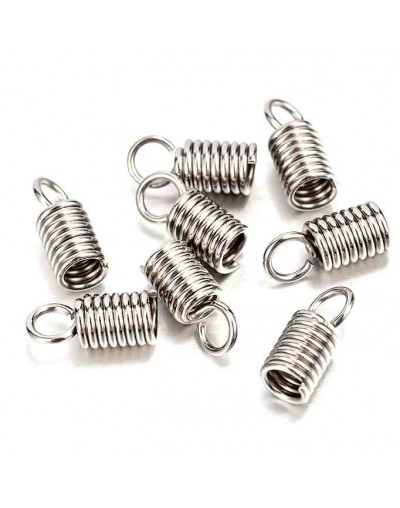 Terminales. Acero inoxidable. Color plateado. 13x6 mm. 4,5 mm interior. 20 unidades.