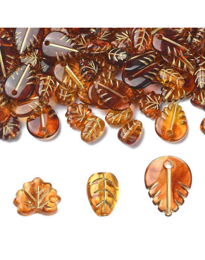 Hojas. Color dorado. Varios tamaños. 1,8 mm perforación. 20 unidades.