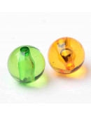 Esfera transparente. Varios colores. 8 mm diámetro. 1,5 mm perforación. 50 unidades.