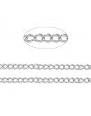 Extensión para cadena. Acero inoxidable. Color plateado. 4x3x0,6 milímetros. 1 metro.