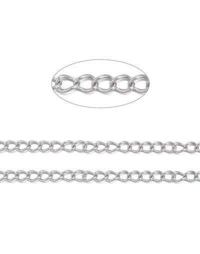 Extensión para cadena. Acero inoxidable. Color plateado. 4x3x0,6 milímetros. 1 metro.