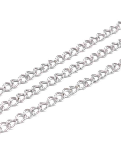 Extensión para cadena. Acero inoxidable. Color plateado. 4x3x0,6 milímetros. 1 metro.