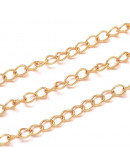 Extensión para cadena. Acero inoxidable. Color dorado. 4x3x0,6 milímetros. 1 metro.
