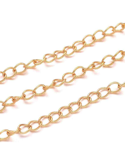 Extensión para cadena. Acero inoxidable. Color dorado. 4x3x0,6 milímetros. 1 metro.