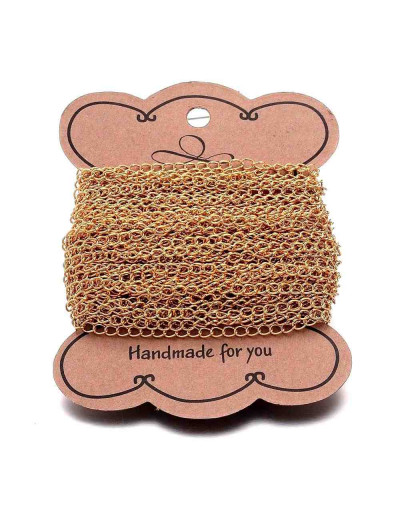 Extensión para cadena. Acero inoxidable. Color dorado. 4x3x0,6 milímetros. 1 metro.