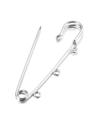 Broche para tela. Aleación de cobre. Color plateado. 75 milímetros. 3 agujeros. 3 mm agujero. 2 uds.