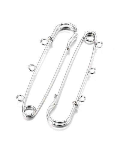 Broche para tela. Aleación de cobre. Color plateado. 75 milímetros. 3 agujeros. 3 mm agujero. 2 uds.