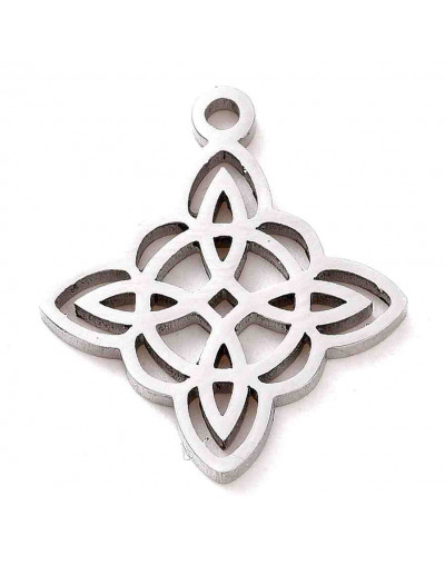 Nudo de Bruja (2). Acero inoxidable. Color plateado. 19x16x1 mm. 1,5 mm perforación. 1 unidad.