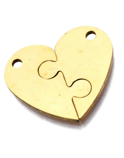 Corazón Set. Acero inoxidable. Color dorado. 20x23x1,5 milímetros. 2 mm perforación. 1 set.