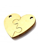 Corazón Set. Acero inoxidable. Color dorado. 20x23x1,5 milímetros. 2 mm perforación. 1 set. Corazón Set. Acero inoxidable. Color dorado. 20x23x1,5 milímetros. 2 mm perforación. 1 set.