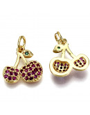 Cerezas. Aleación+Zirconia. Baño 16KGold. 12,5x13x3 mm. 5 mm arandela. 1 unidad. Cerezas. Aleación+Zirconia. Baño 16KGold. 12,5x13x3 mm. 5 mm arandela. 1 unidad.