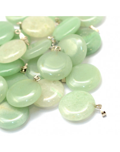 Aventurina Verde. Moneda. Aleación de cobre. Color plateado. 22x7 milímetros. 2x7 mm cierre. 1 ud.