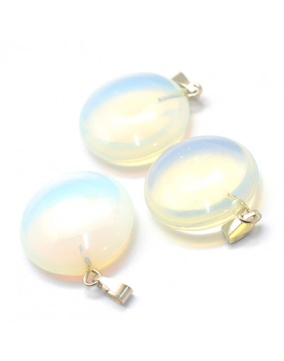 Opalina (sintética). Moneda. Aleación de cobre. Color plateado. 22x7 mm. 2x7 mm cierre. 1 ud.