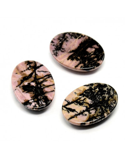 Rhodonita. Ovalado. 25x18x5~7 mm. Sin perforación. 1 unidad.