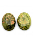 Unakite. Ovalado. 25x18x5~7 mm. Sin perforación. 1 unidad.