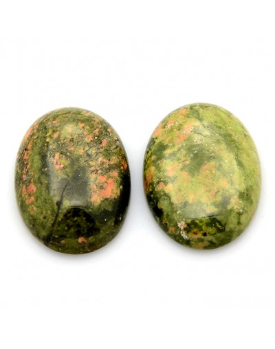 Unakite. Ovalado. 25x18x5~7 mm. Sin perforación. 1 unidad.