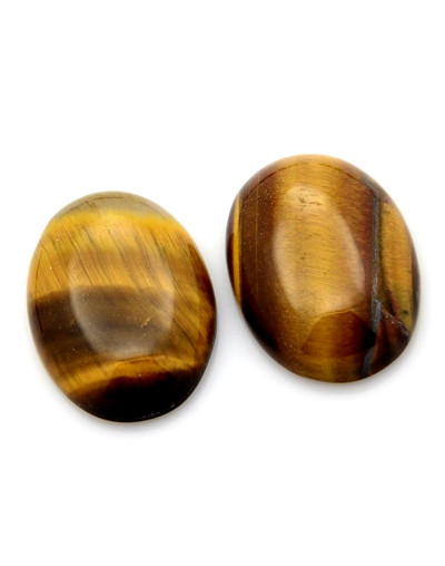 Ojo de Tigre. Ovalado. 25x18x5~7 mm. Sin perforación. 1 unidad.