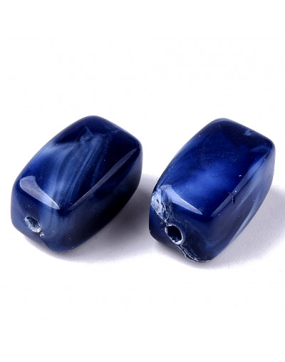 Piedra (imitación). PRUSSIAN BLUE. Prisma. 13x7,5x7,5 mm. 1,5 mm perforación. 30 unidades aprox.