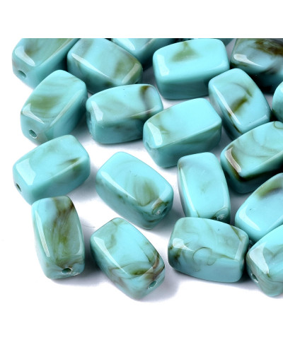 Piedra (imitación). LIGHT SEA GREEN. Prisma. 13x7,5x7,5 mm. 1,5 mm perforación. 30 unidades aprox.