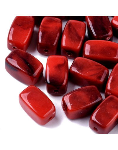 Piedra (imitación). FIRE BRICK. Prisma. 13x7,5x7,5 mm. 1,5 mm perforación. 30 unidades aprox.