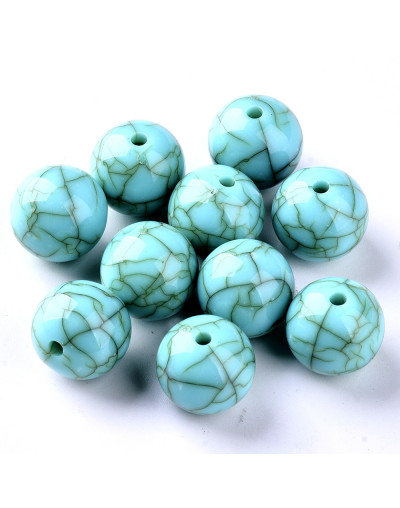 Turquesa (imitación). Esfera. 10x9,5 milímetros. 1,5 mm perforación. 30 unidades aprox.