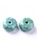 Turquesa (imitación). Rondelle. 13x7 milímetros. 2 mm perforación. 30 unidades aprox.