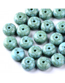 Turquesa (imitación). Rondelle. 13x7 milímetros. 2 mm perforación. 30 unidades aprox.