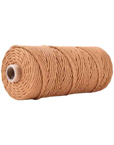 Hilo de algodón para macramé. 3 milímetros grosor. Color: PERU. 100 metros. 1 cono.