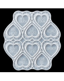 Molde para resina. Corazones (01). 165x157x6 mm. Corazón 45x50 mm. 2 mm perforación. 1 unidad. Molde para resina. Corazones (01). 165x157x6 mm. Corazón 45x50 mm. 2 mm perforación. 1 unidad.