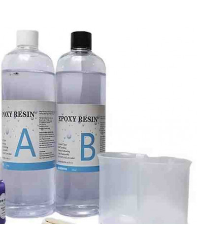 Resina Epoxy. Color cristal. Relación 1:1. 8+8 onzas (470 ml). Incluye accesorios. 1 set.